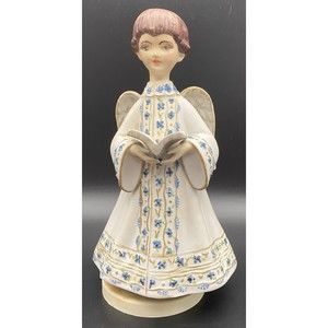 Vintage AES Sankyo Japan Christmas Musical Choir Boy Angel Figurine 7.5" WORKS